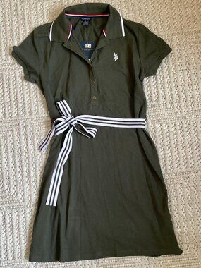 U.S. Polo ASSN Striped Belt Polo Dress